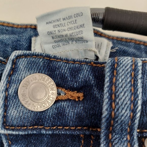 Sky & Sparrow Skirt Junior Womens 0 Dark Wash Blue Jean Denim Short Mini Raw Hem - Picture 7 of 7
